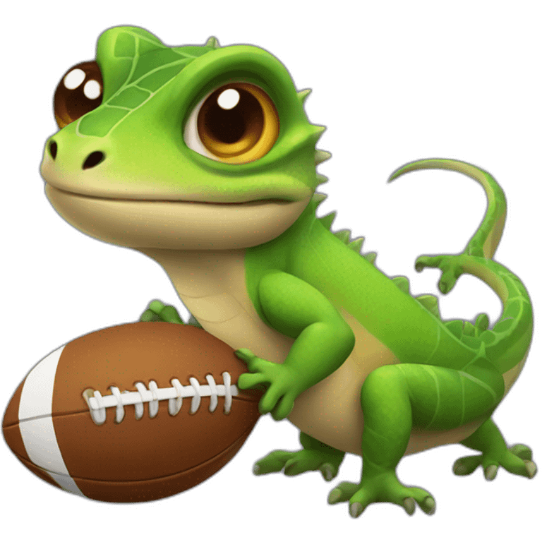 Lizard with rugby ball emoji