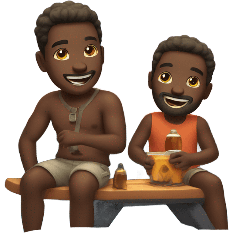 Big boys enjoying outdoor night fun emoji