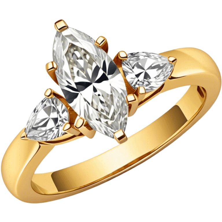 Gold Marquise diamond ring emoji