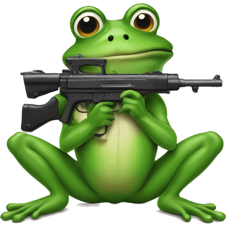 Frog with a gun emoji