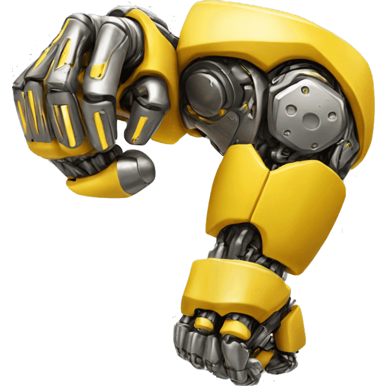 Yellow mechanical cyborg bicep that’s flexing emoji