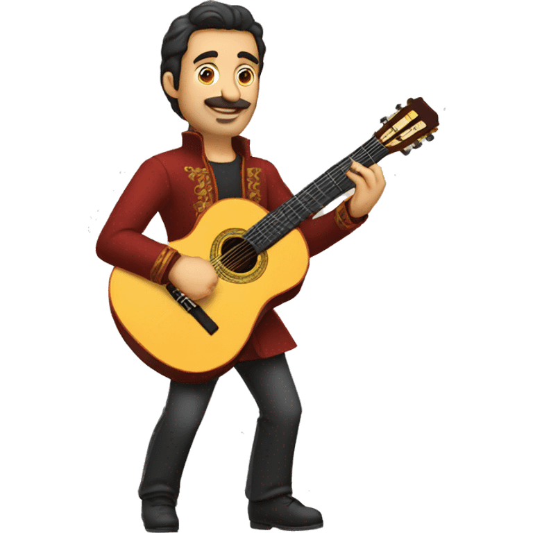 spanish guitar played by a man that is spanish dressed emoji