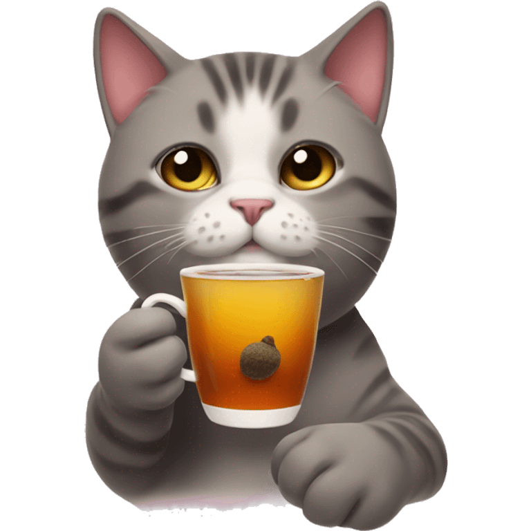 A cat with buble tea emoji