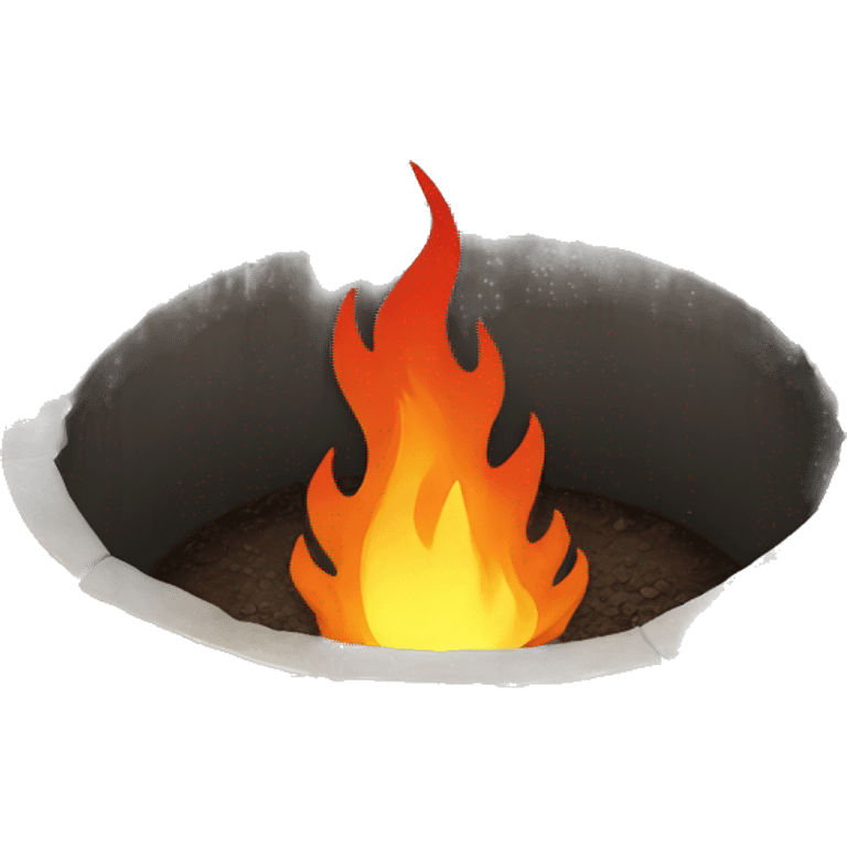 circular metal pit full of fire in the ground emoji