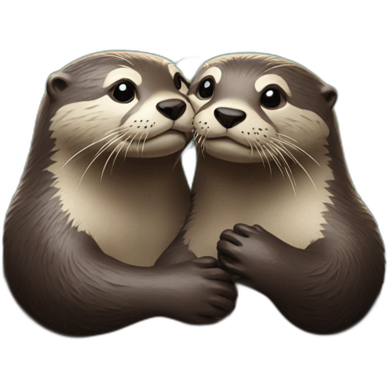 two otters loving each other emoji