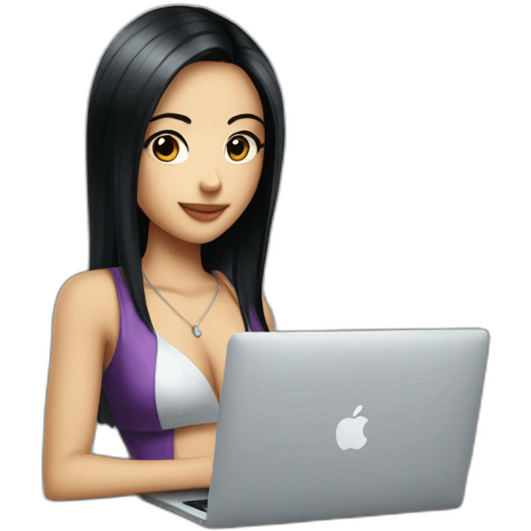 nico robin with a macbook emoji