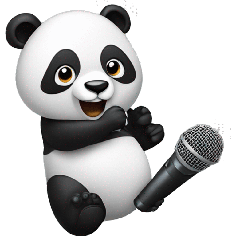 panda hitting microphone emoji