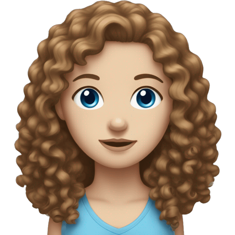 White girl, blue eyes, brown curly hair emoji