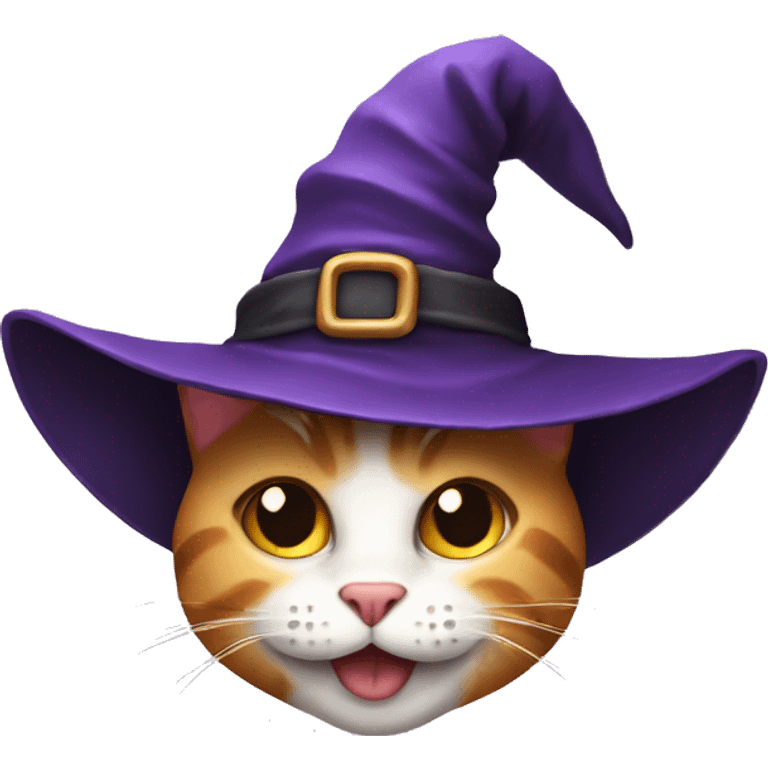 happy cat with witch hat emoji