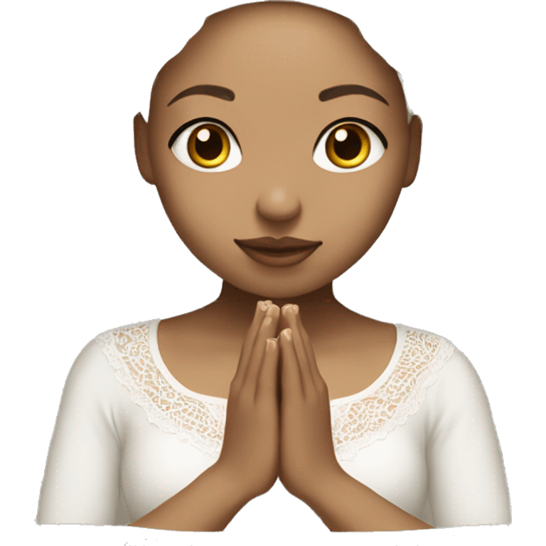 Light skin girl praying with lace white veil  emoji