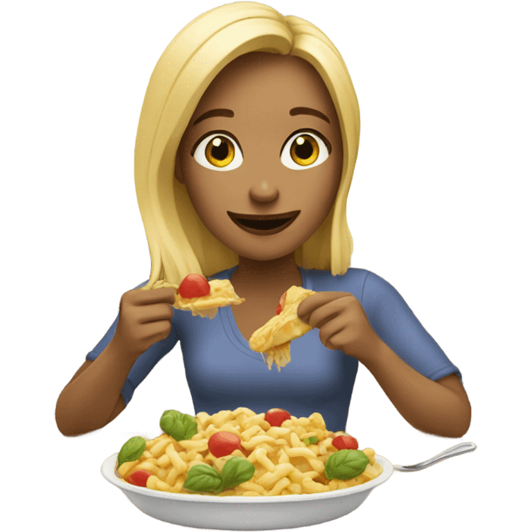 Blonde girl eating emoji