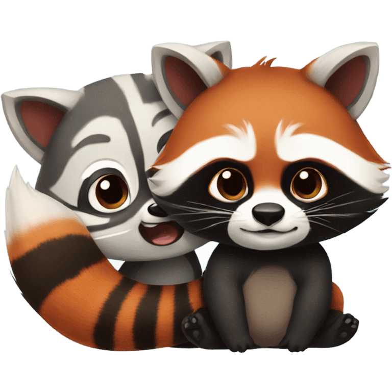 1 male raccoon and 1 female red panda emoji