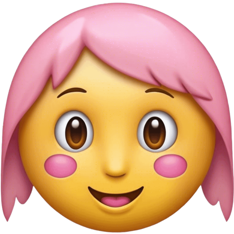 Ein gelber runder Emoji der süß guckt und um ihn herum sind die kleine Herzen emoji