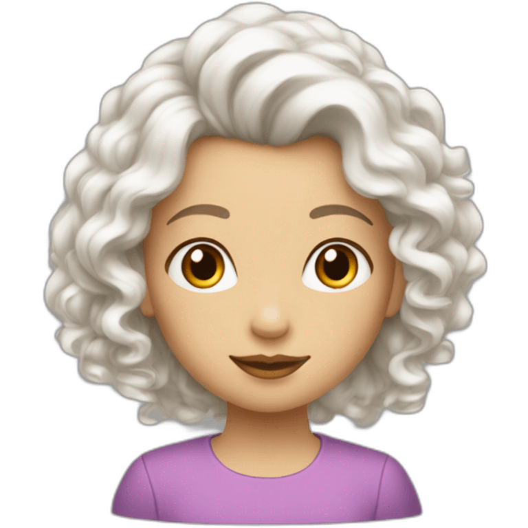 Fille blanche aux cheveux longs et bouclés emoji