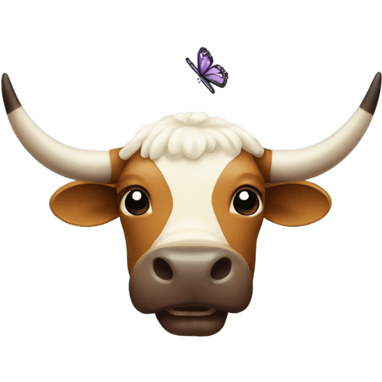 Smiling bull with butterfly on nose emoji