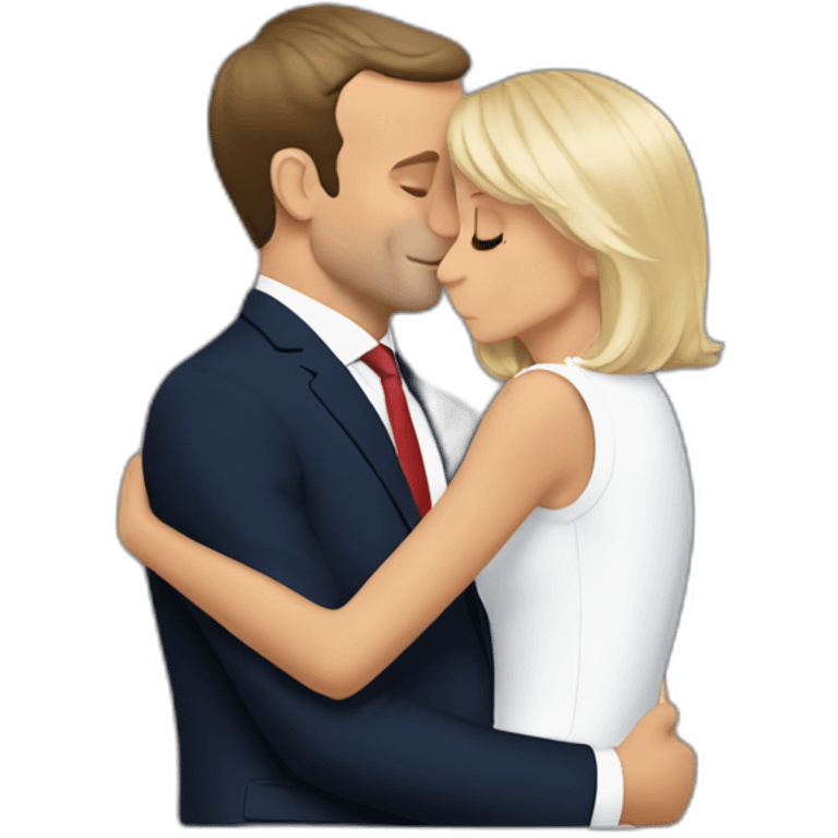 Emmanuel Macron and Brigitte Macron cuddling emoji