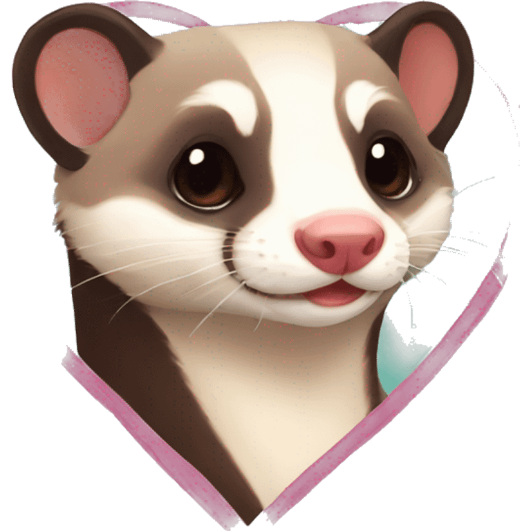 sable ferret in a heart shape emoji