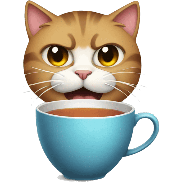 Angry cat sipping tea emoji