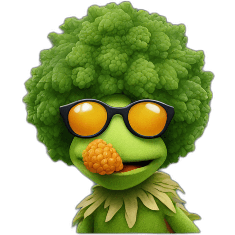 Fraggle with sunglasses eating brócoli  emoji