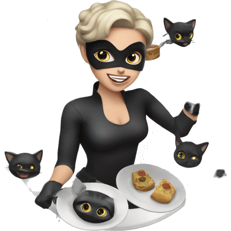 MANY CATWOMAN WITH A PLATE emoji