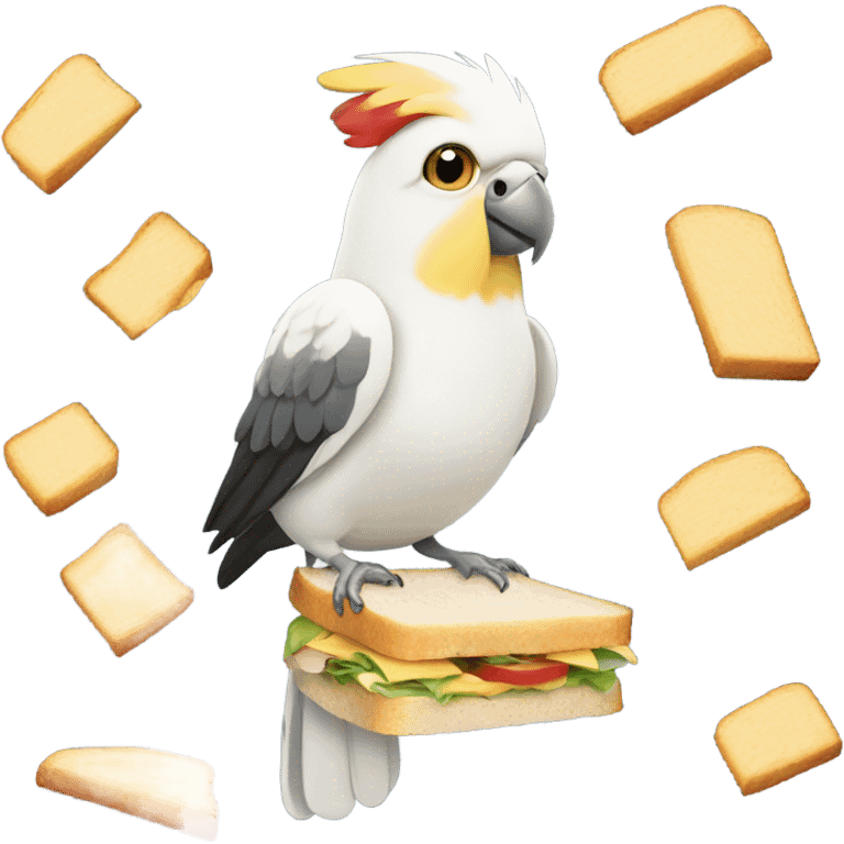 cockatiel bird holding sandwich  emoji