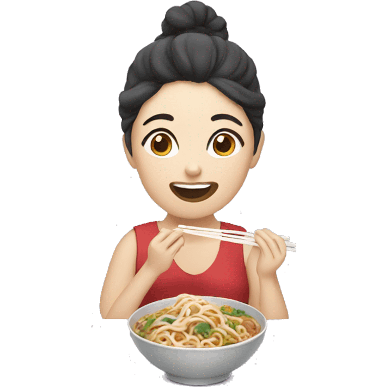 woman eating korean noodles emoji