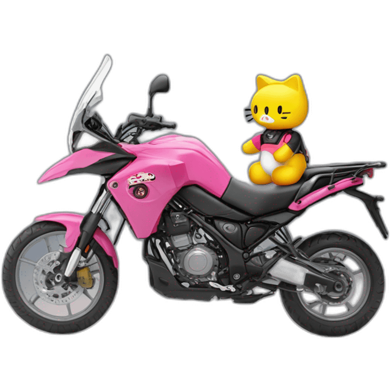 Hello kitty soñando con moto benelli trk 502X emoji