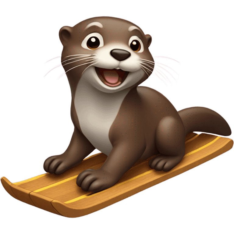 Otter sliding on a sled emoji