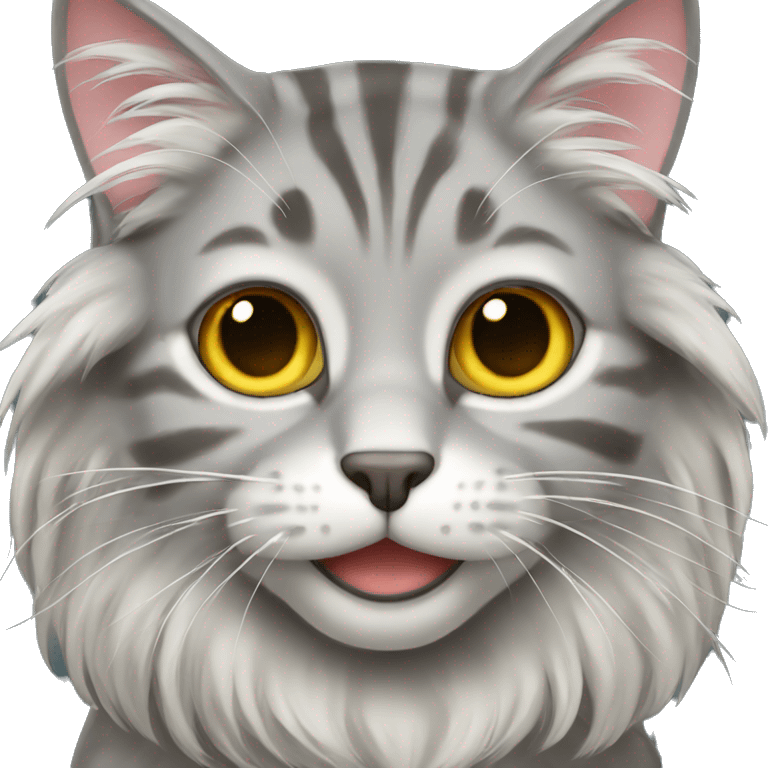 gray long hair tabby cat emoji