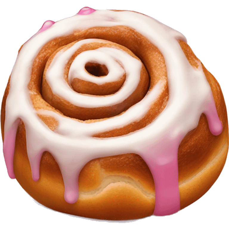 single cinnamon roll with pink glaze emoji