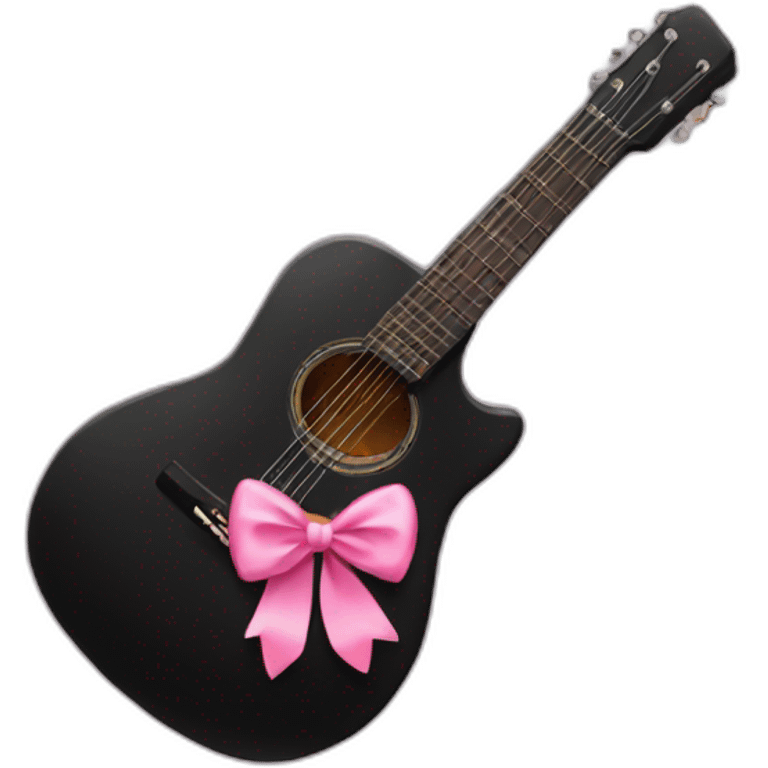 Black guitar with a coquette pink bow  emoji