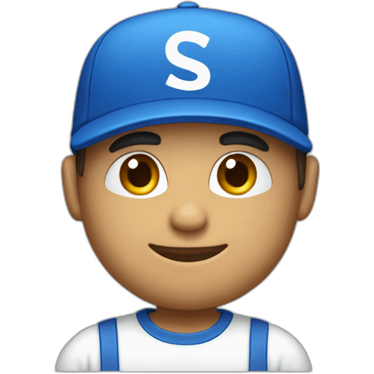 Men with a blue cap with the letters "SK" and tshirt emoji