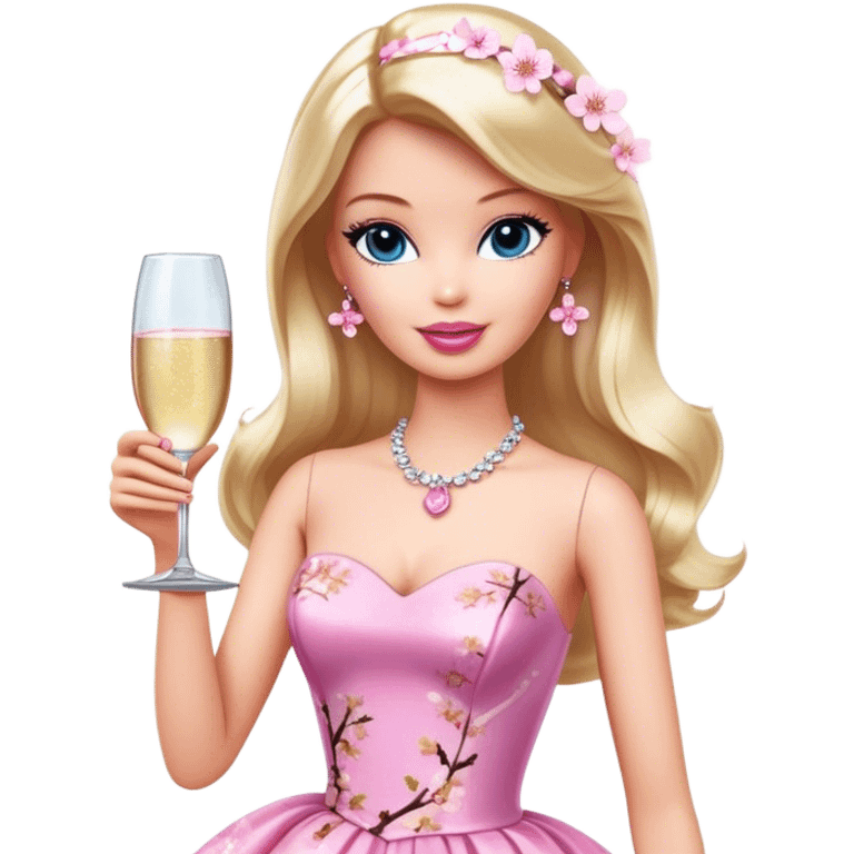 barbie with champagne,Cherry blossom emoji