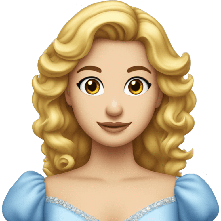 Chica linda blanca de cabello rubio vestido de por azul Cenicienta  emoji