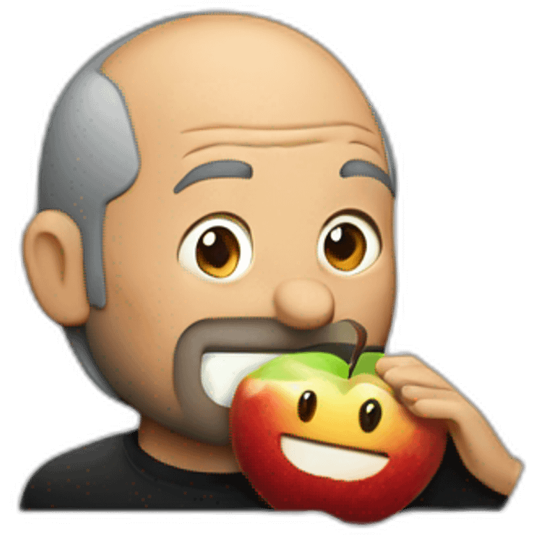 steve jobs eating an applelogo from a macbook emoji