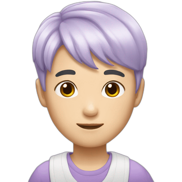 Asian boy with platinum-lilac hair and Korean haircut emoji