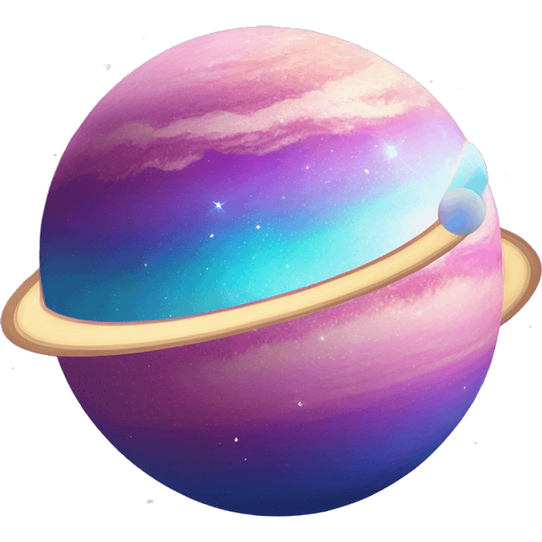 sparkly glittery blue purple and pink gradient planet with a cheesy saturn ring emoji