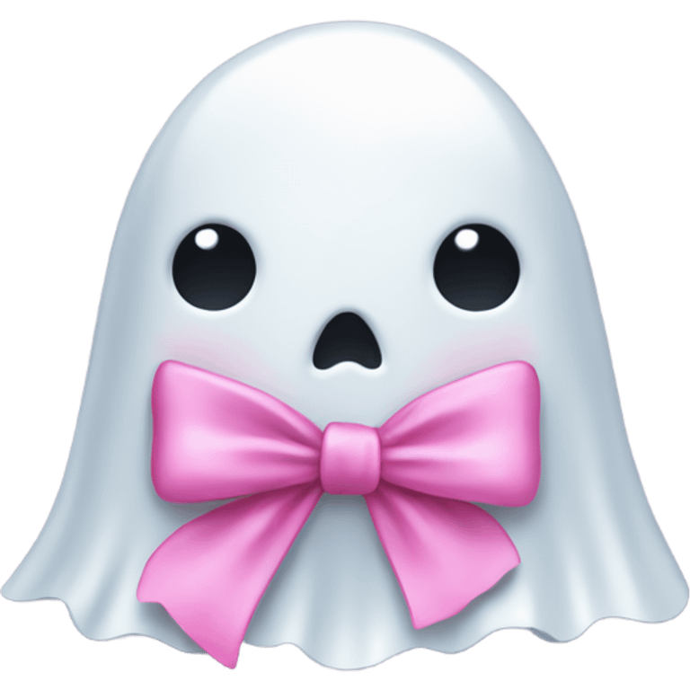 Ghost wearing a pink bow emoji