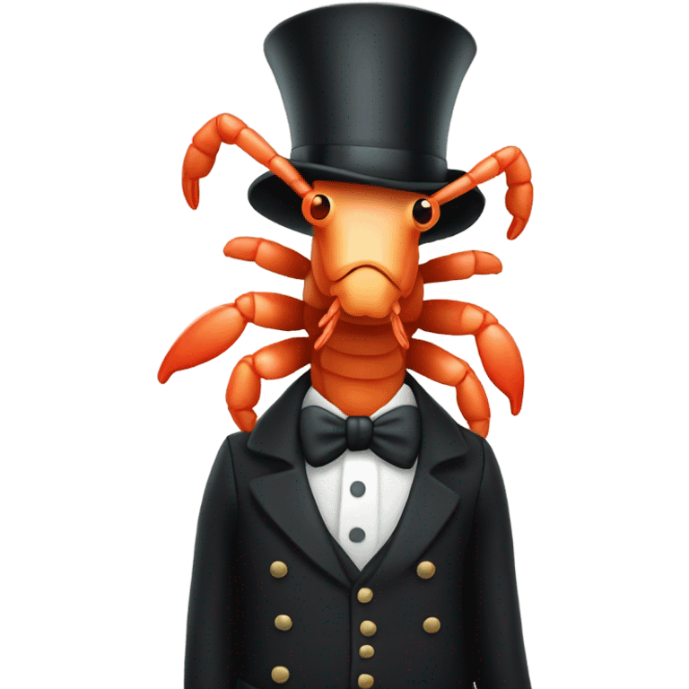 Shrimp with top hat emoji