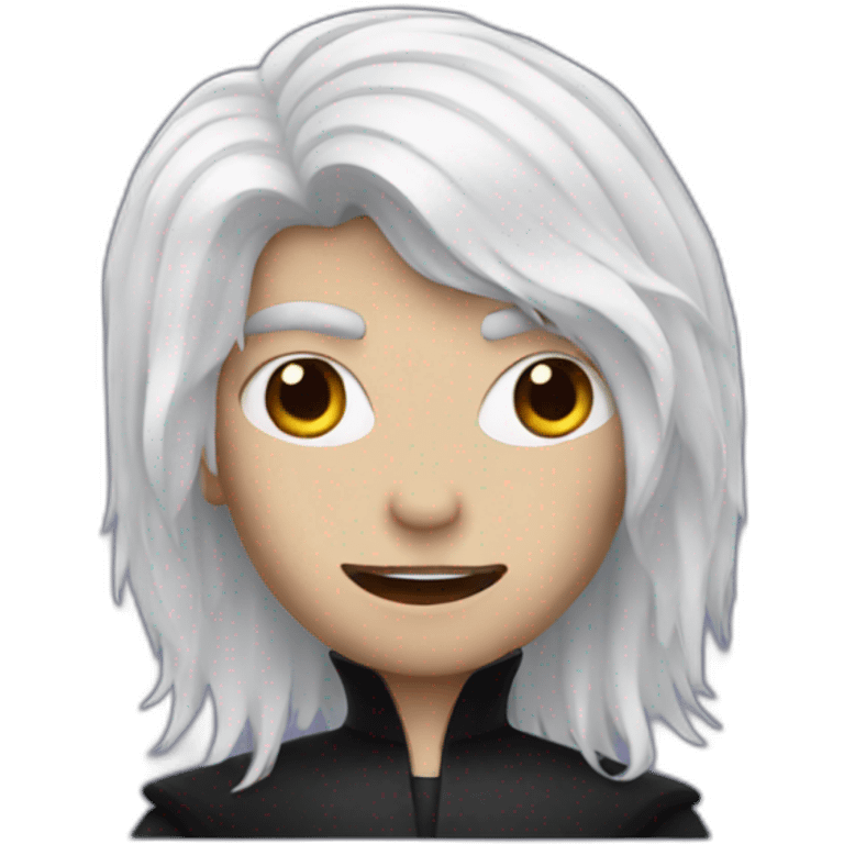 vampire with medium length white hair emoji