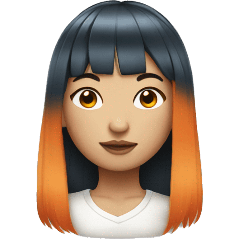 Asian girl with long orange hair and bangs and tattoos emoji