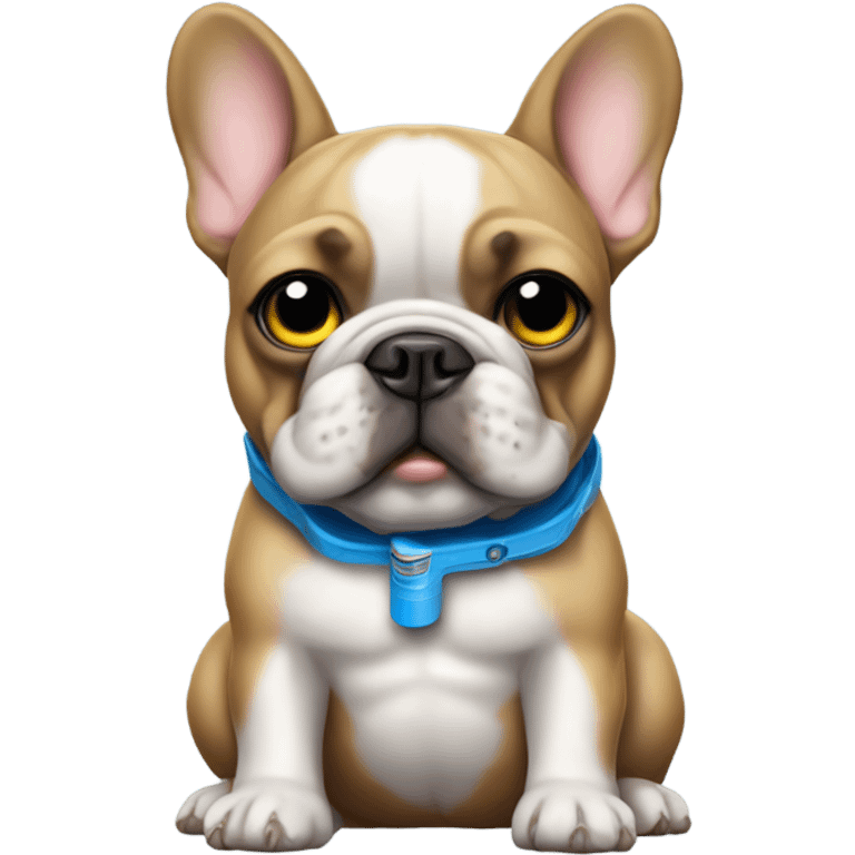 brawn french bulldog holding  a water pistol emoji