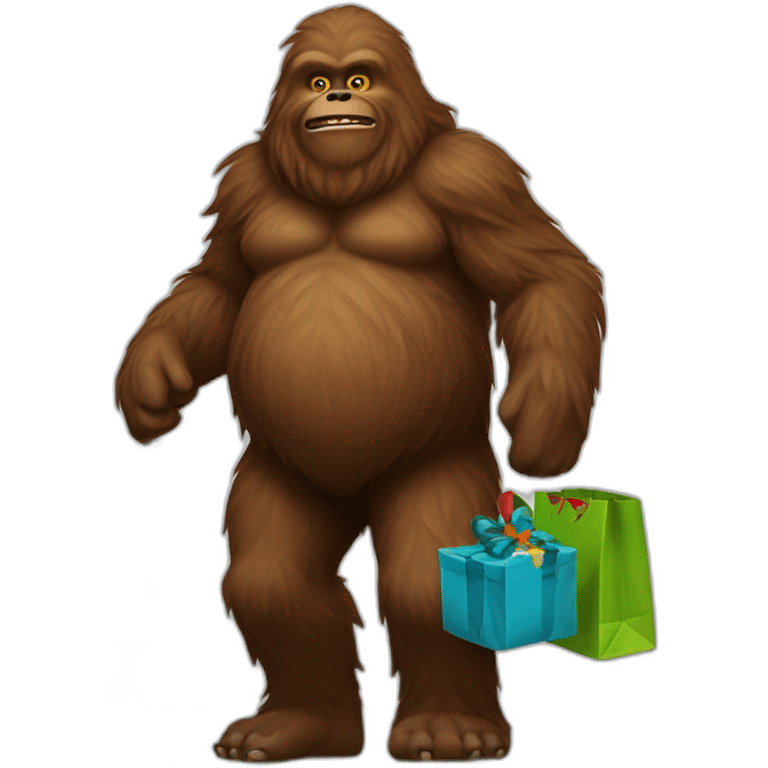 Sasquatch with bags of presents  emoji