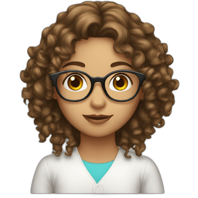 arabian long curly brown hair glasses girl emoji