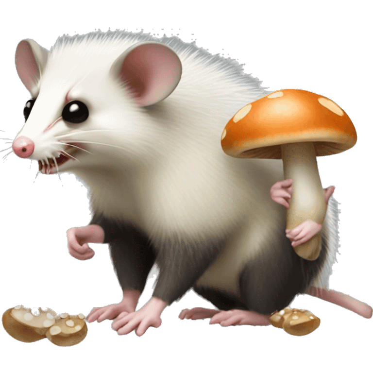 Opossum with mushrooms emoji