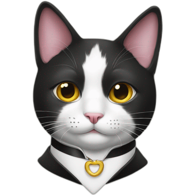 tuxedo cat with collar emoji