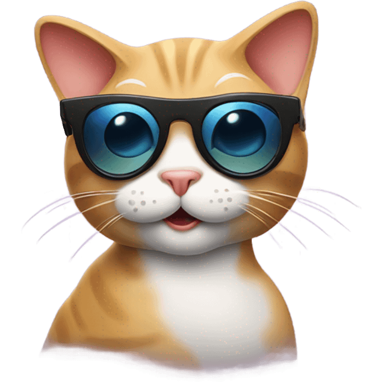 Cat with sunglasses dancing emoji