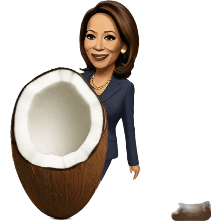 Kamala Harris next to a coconut tree emoji