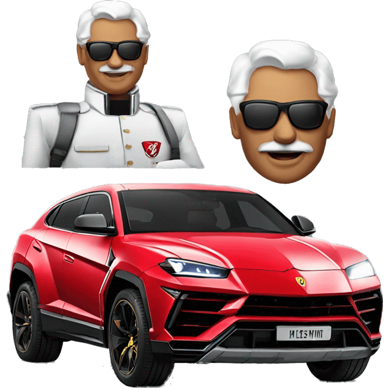 Colonel kfc in a Lamborghini urus emoji