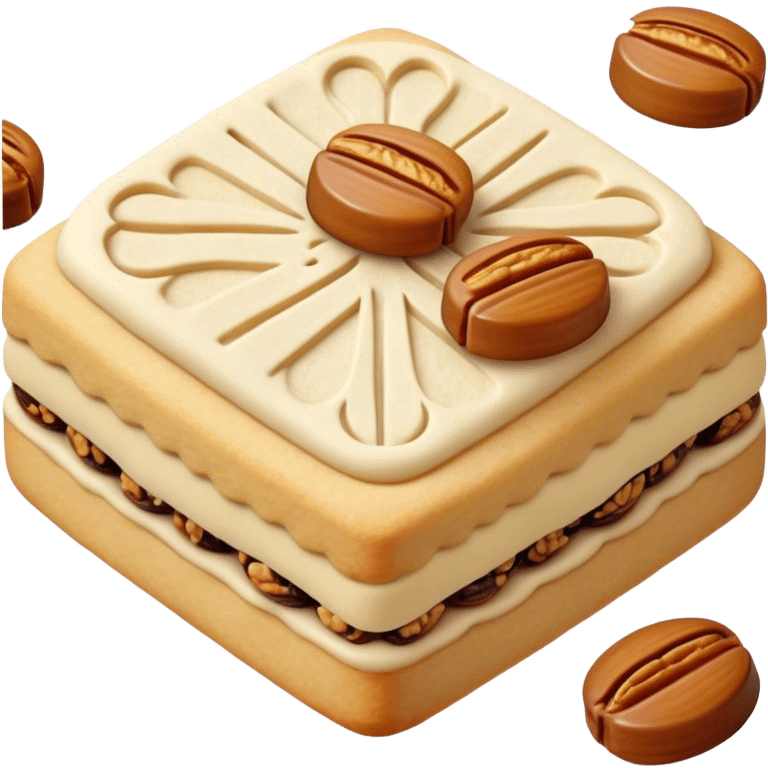 Cinematic Realistic Ma'amoul Dessert Emoji, featuring delicate shortbread cookies filled with dates or nuts rendered with intricate detail and warm, inviting lighting. emoji